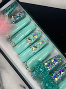 Tropic Like It’s Hot – Turquoise Press-On Nails Long Ballerina